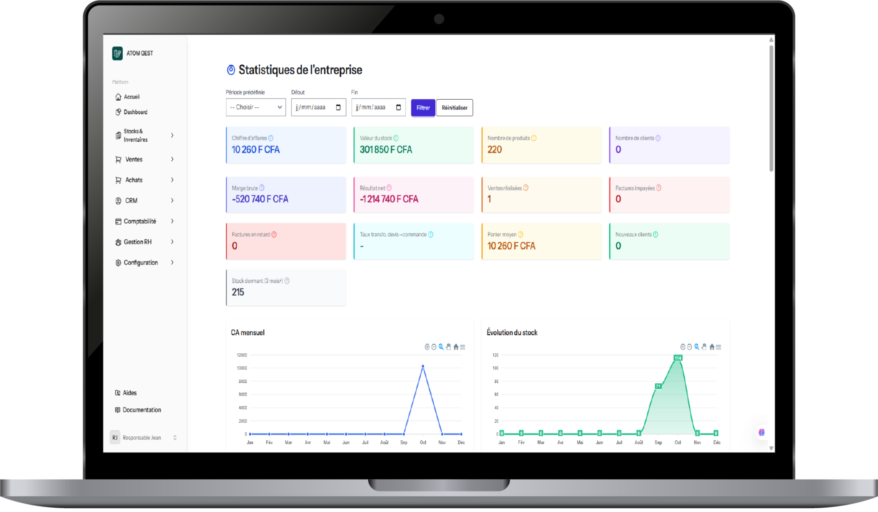 ATOM GEST Dashboard Interface
